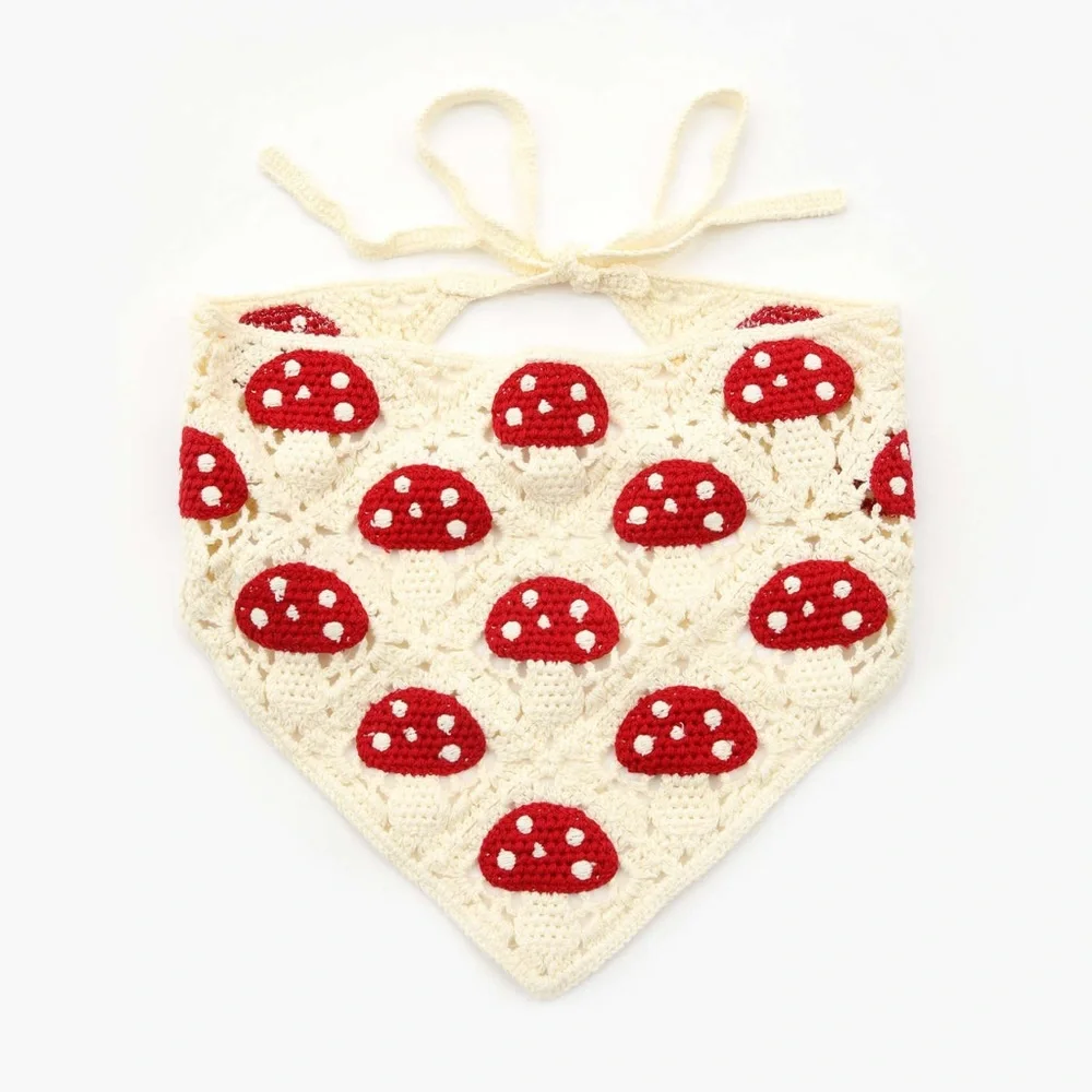 New! Anthropologie-Mushroom Crochet Hair Scarf